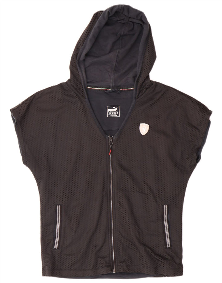 Puma Veste de survêtement à capuche à manches courtes pour femme UK 10 Small Noir