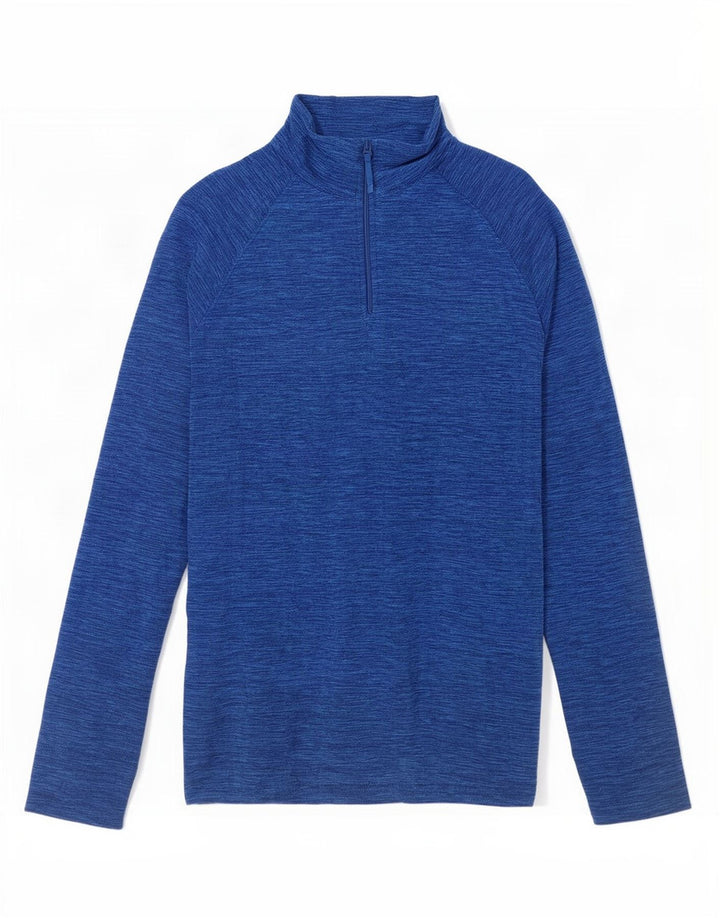 Mountain Warehouse Pull Polaire à Col Zippé Homme Bleu Moyen Moucheté