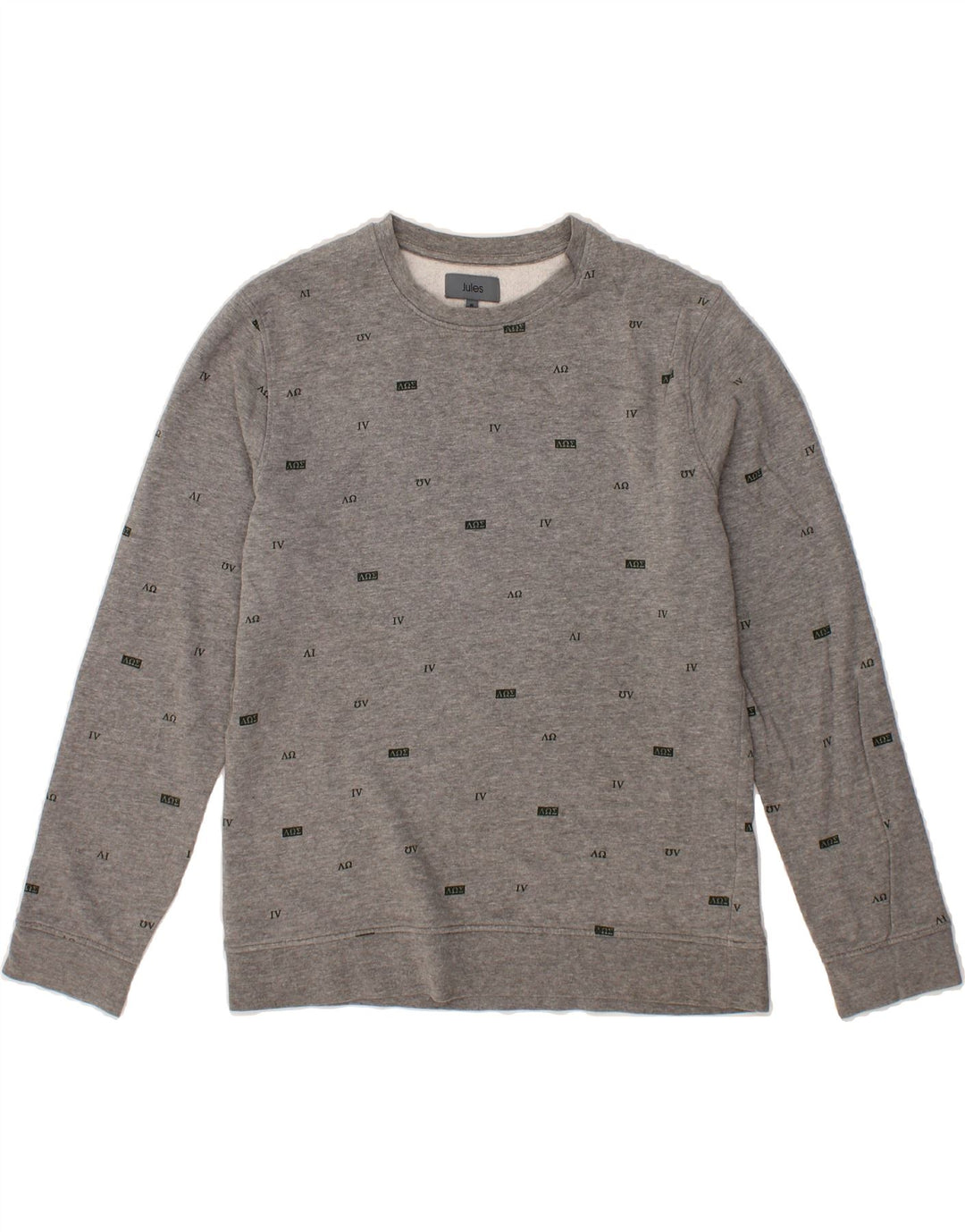 JULES Mens Abstract Pattern Sweatshirt Jumper Medium Grey Cotton Vintage Jules and Second-Hand Jules from Messina Hembry 