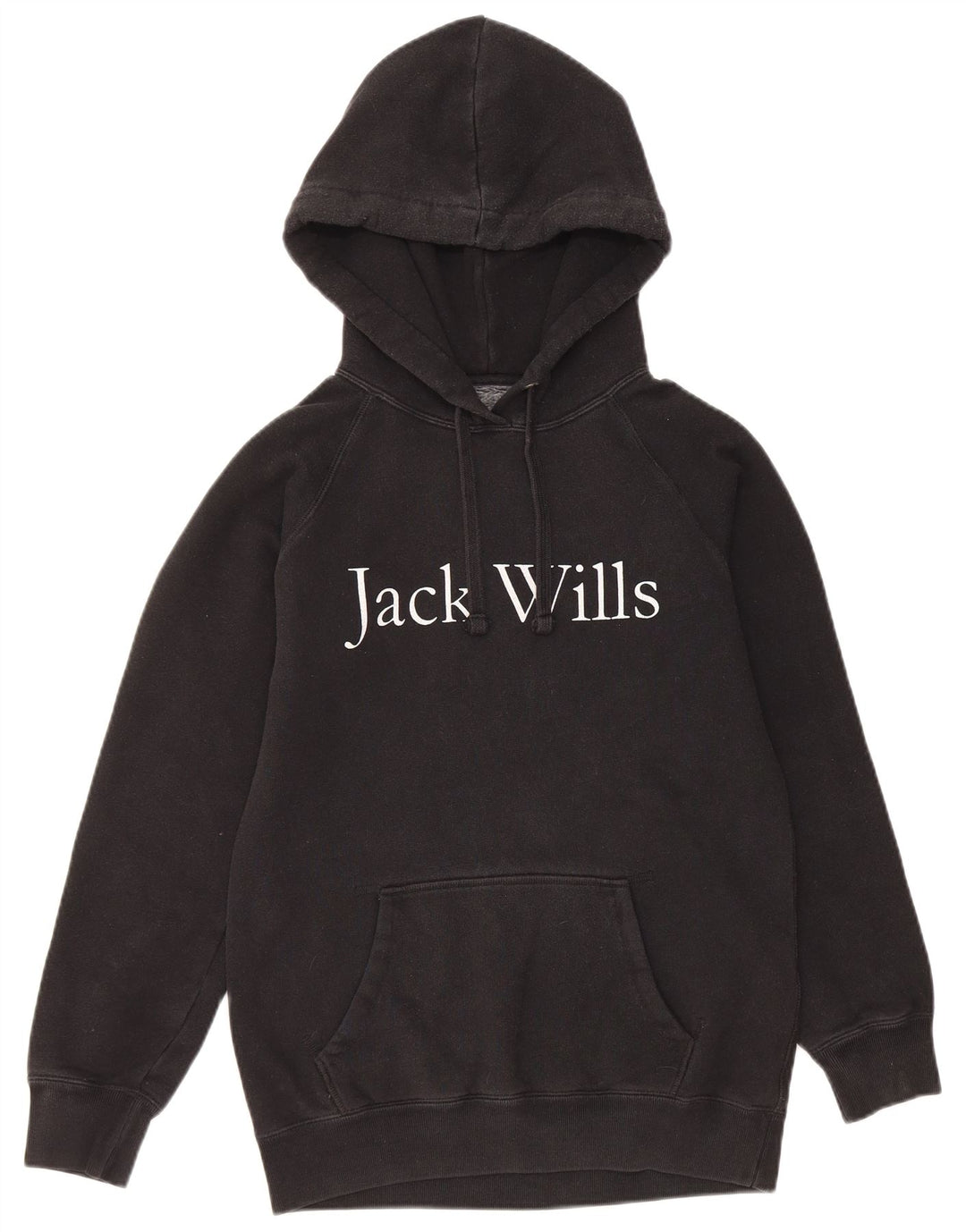 JACK WILLS Pull à capuche graphique surdimensionné pour femme UK 6 XS en coton noir