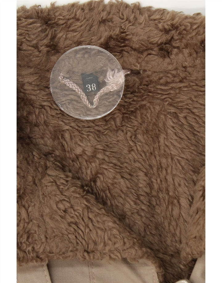 vintage Femme Sherpa Coupe-vent Veste EU 38 Gris Moyen