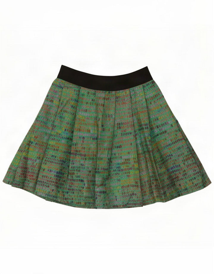 Jupe plissée femme vintage Medium W28 Polyester tacheté vert