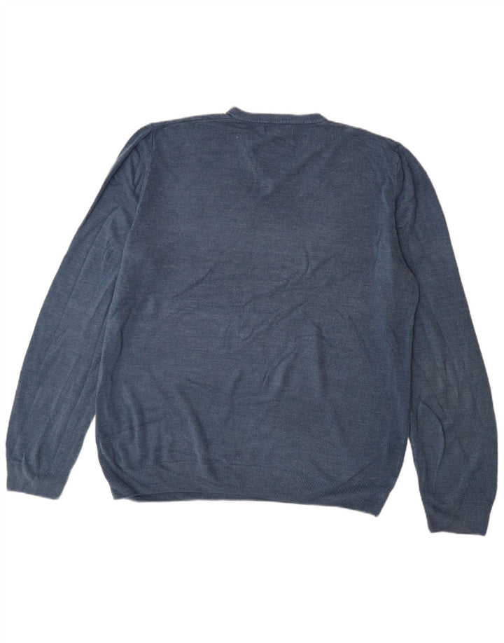 Marks & Spencer Pull col V pour homme 3XL Bleu Acrylique