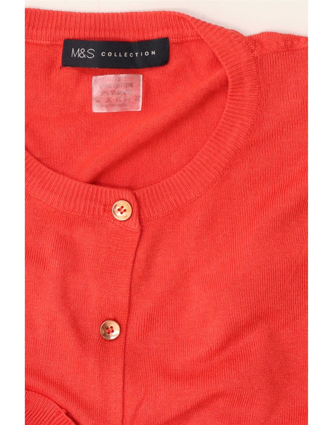 Marks & Spencer Pull Cardigan Coupe Régulière pour Femme UK 12 Coton Rouge Moyen