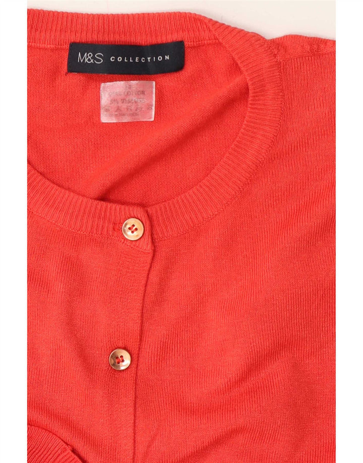 Marks & Spencer Pull Cardigan Coupe Régulière pour Femme UK 12 Coton Rouge Moyen