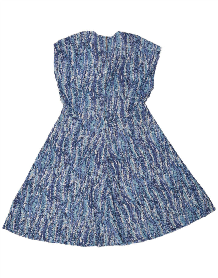 Robe trapèze sans manches pour femmes vintage IT 44 Polyester floral bleu moyen