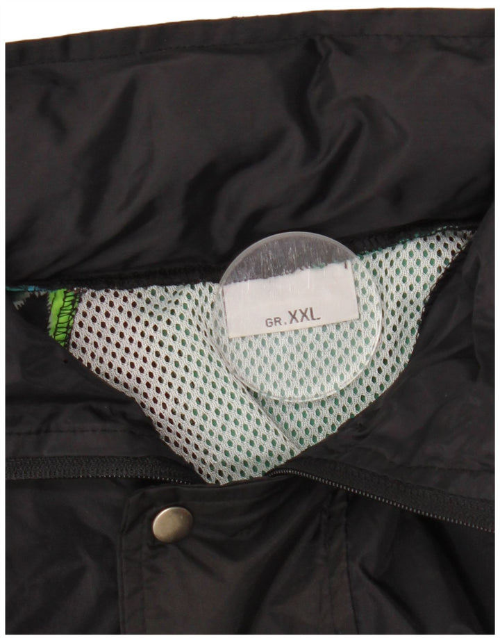 VINTAGE Veste de pluie à capuche pour homme UK 44 2XL Noir Géométrique