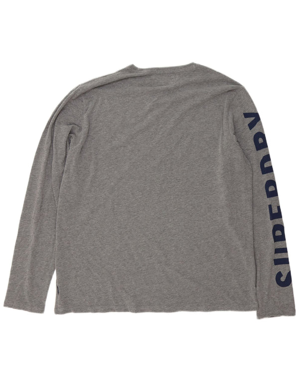 Superdry Haut Graphique à Manches Longues 3XL Homme Gris Coton