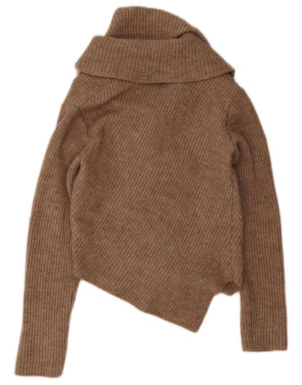 Liu Jo Femme Cardigan Asymétrique Pull IT 40 Petit Acrylique Marron