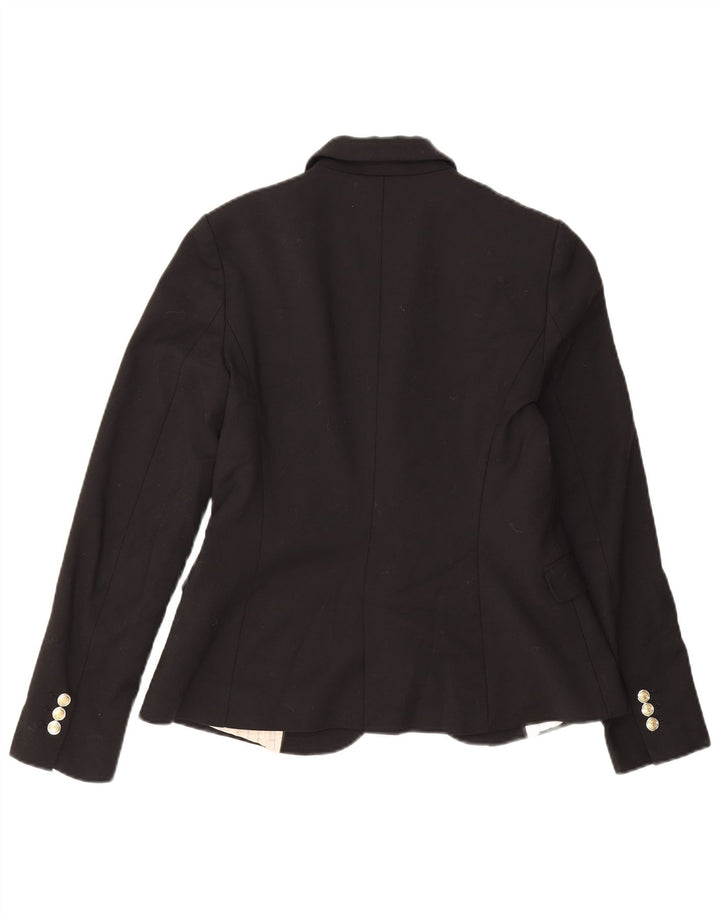 Zara Veste Blazer 1 Bouton Femme UK 12 Coton Noir Moyen