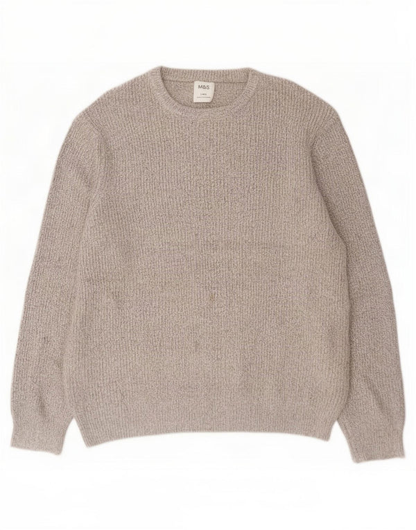 Marks & Spencer Pull à Col Rond Homme Large Beige Polyamide