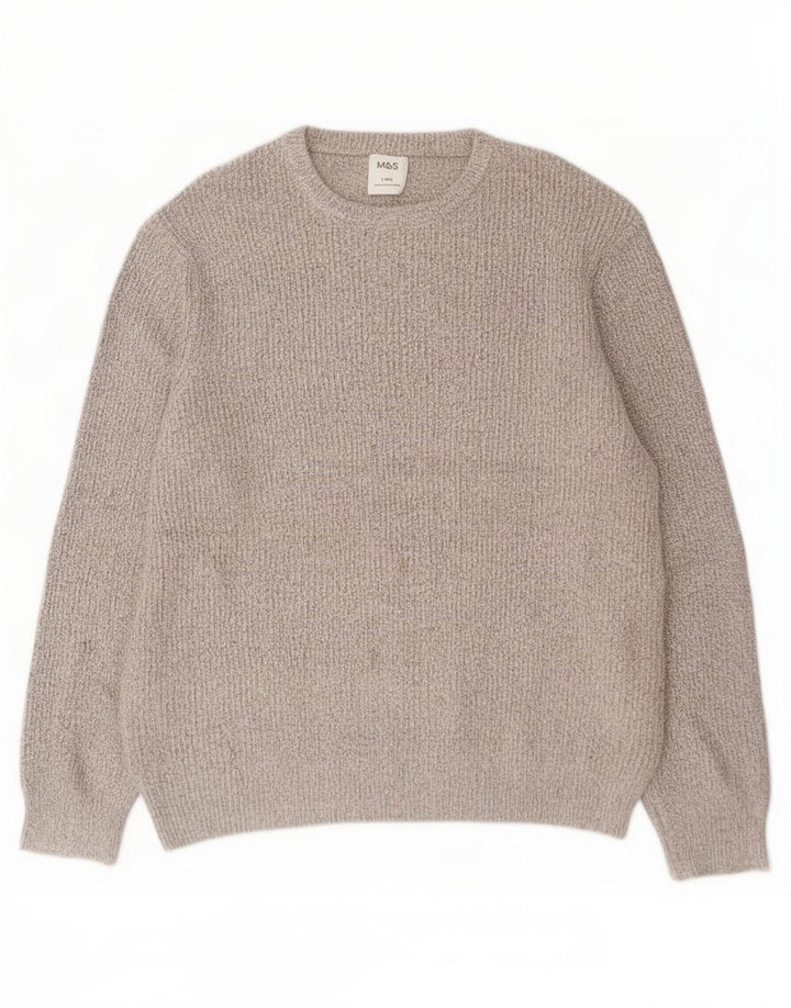 Marks & Spencer Pull à Col Rond Homme Large Beige Polyamide