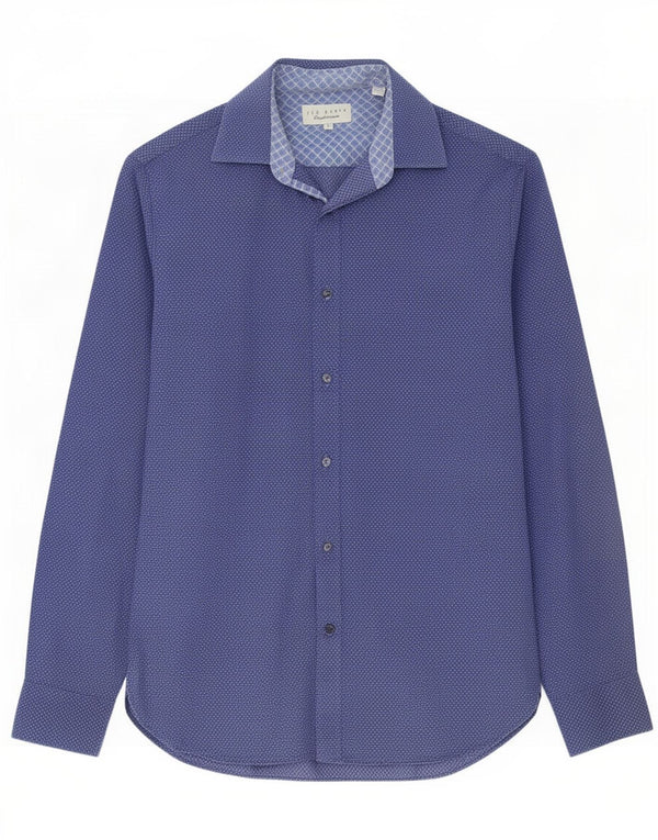Ted Baker Chemise homme Taille 15 Coton tacheté bleu marine moyen