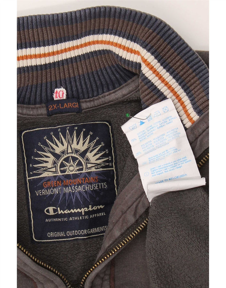 Champion Sweat-shirt à col zippé pour homme 2XL Gris Coton