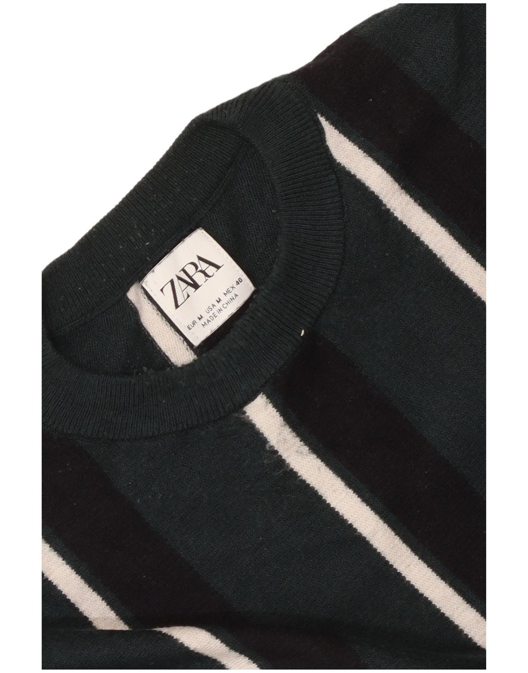 Zara Pull col rond homme rayé vert moyen