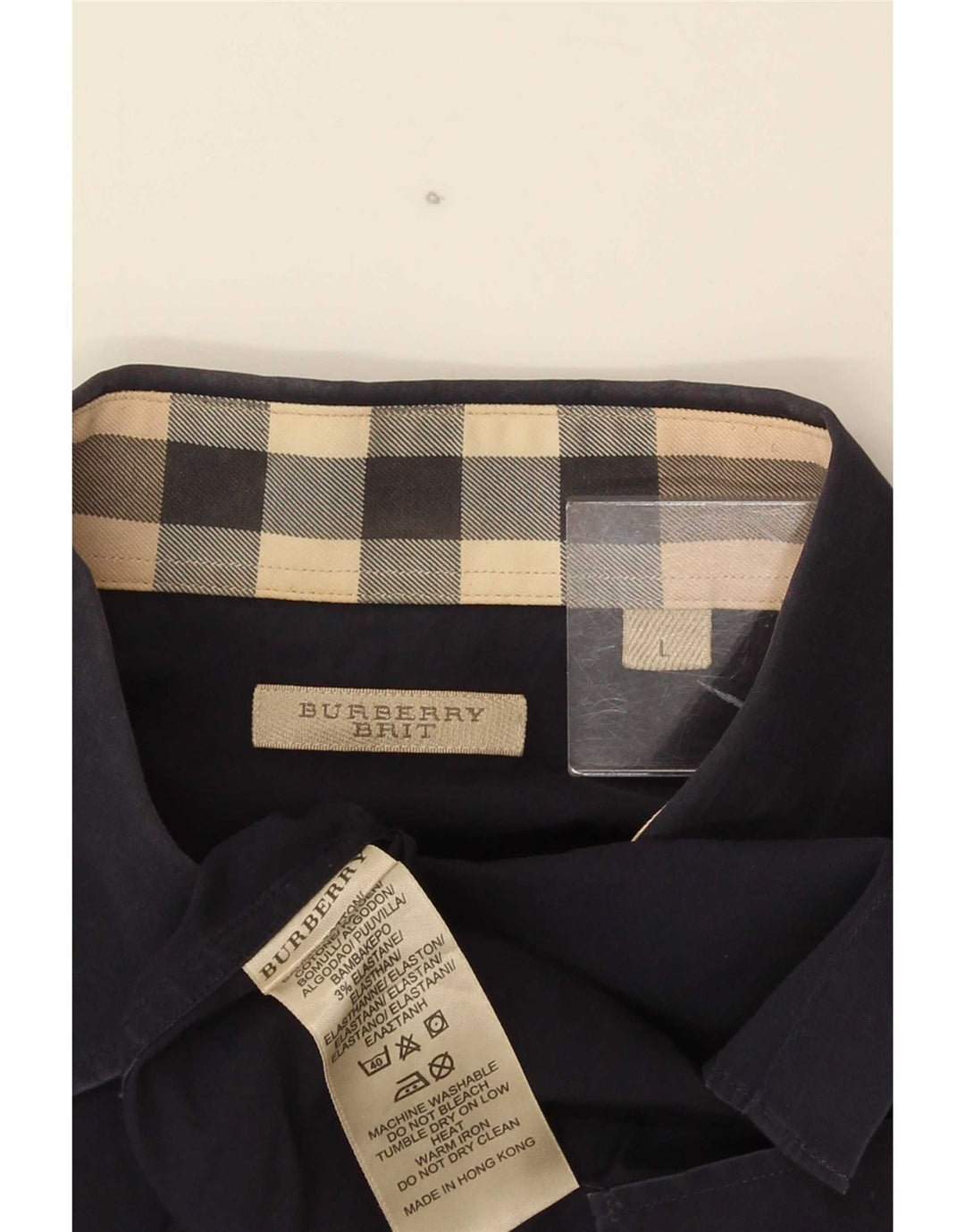 Burberry Chemise BRIT Large Bleu Marine Coton Homme