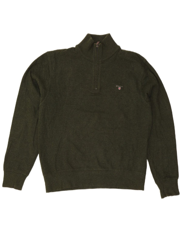Gant Pull à col zippé pour homme Large Kaki Coton