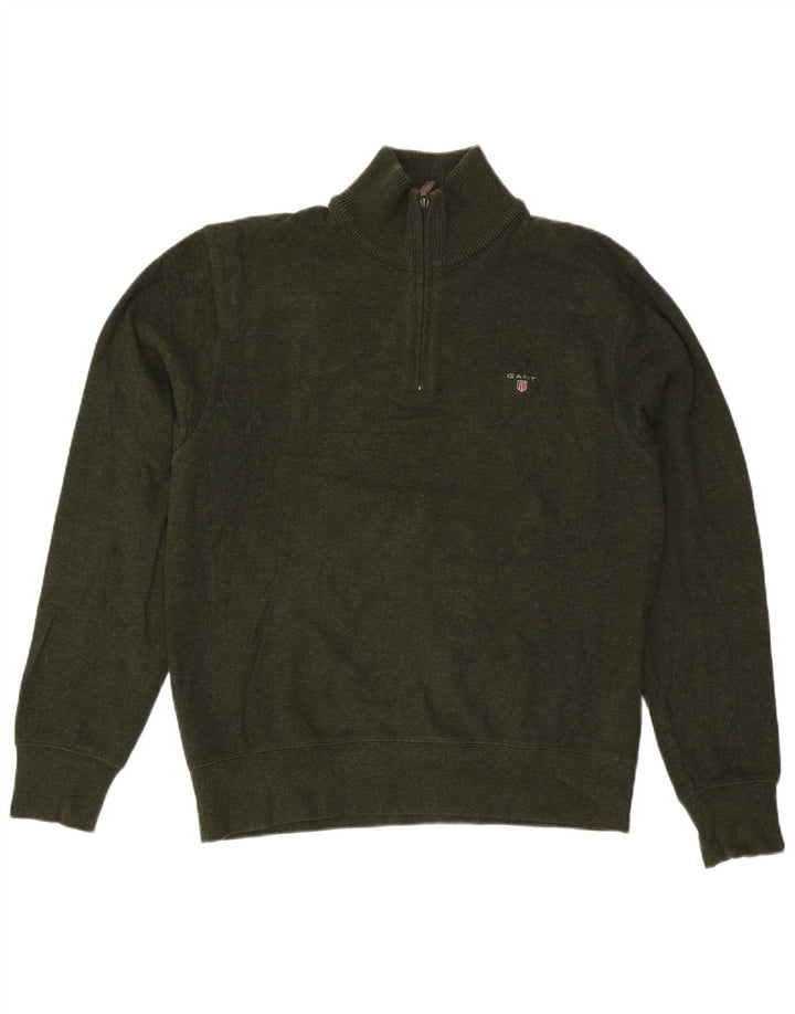 Gant Pull à col zippé pour homme Large Kaki Coton