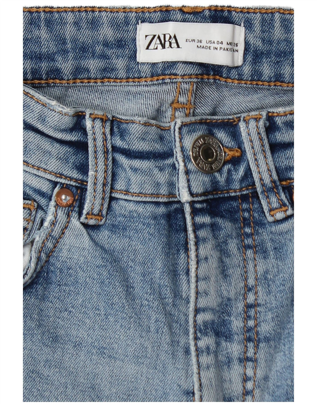 Jean Bootcut Femme ZARA EU 36 XS W26 L25 Bleu Coton