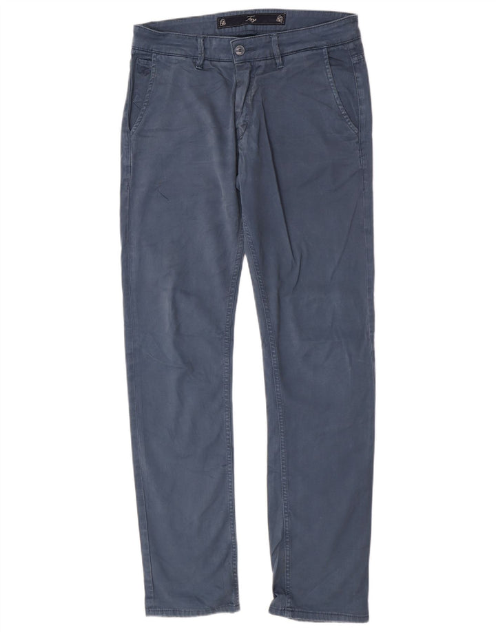 Fay Pantalon Chino Droit Homme W34 L33 Bleu Coton