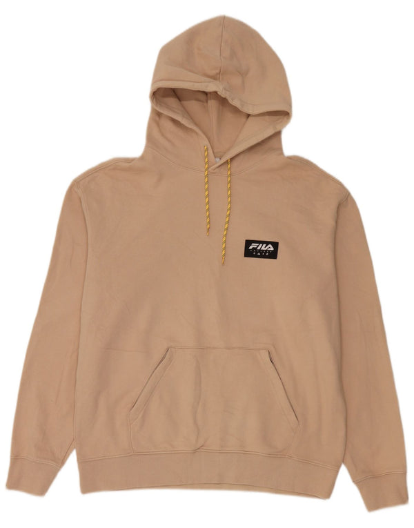 Fila Pull à capuche graphique coupe ample pour homme Beige Large
