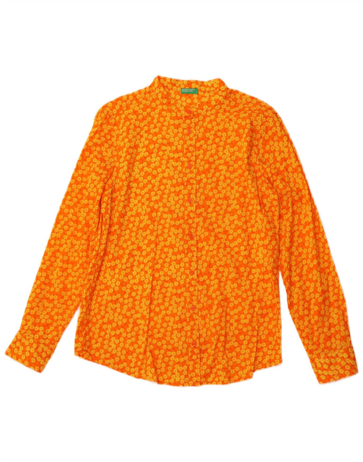 BENETTON Chemisier Femme UK 12 Medium Orange Floral