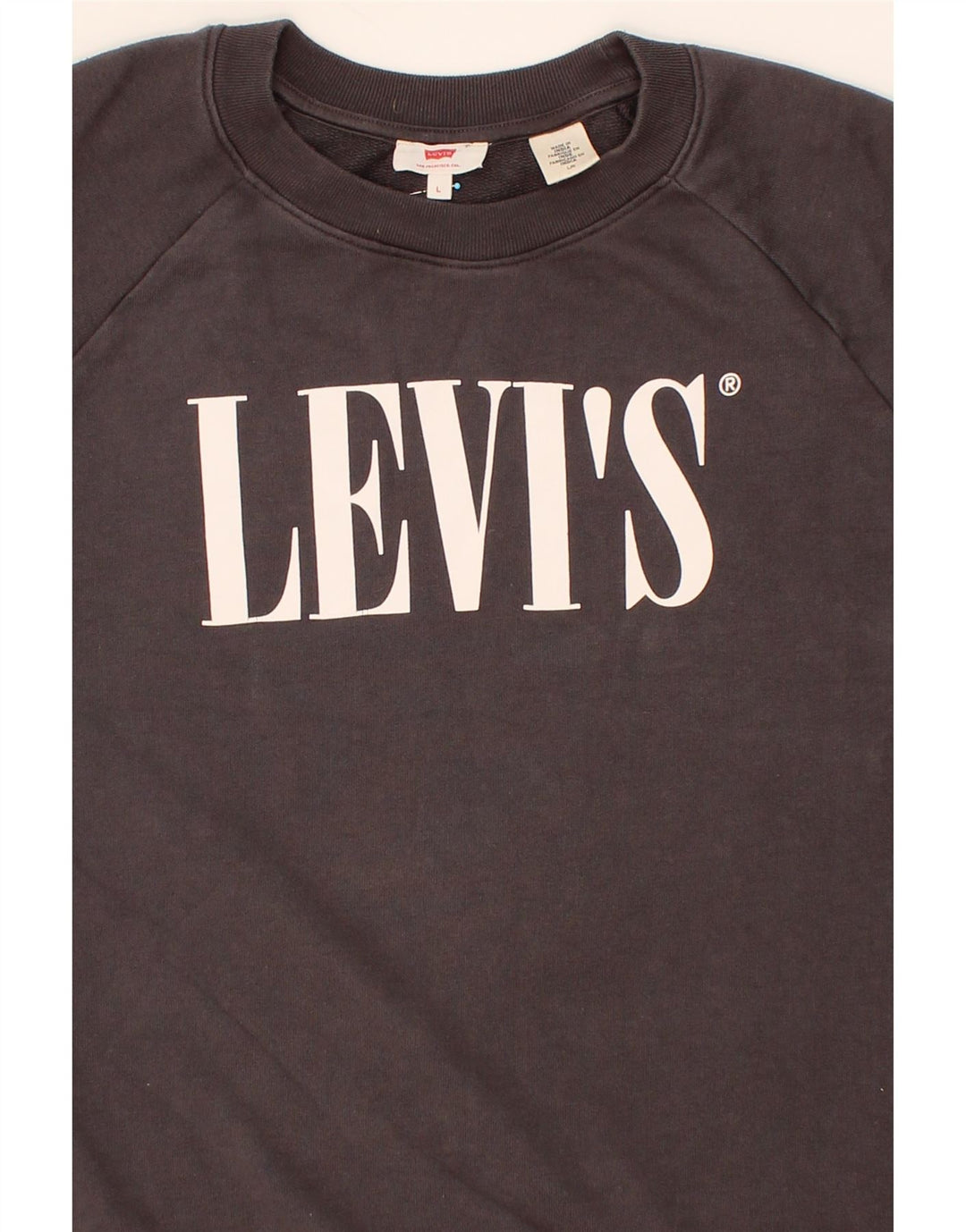 LEVI'S Womens Graphic Sweatshirt Jumper UK 16 Large Grey Cotton Vintage Levi's and Second-Hand Levi's from Messina Hembry 