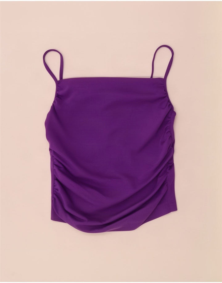 Zara Womens Cami Top UK 14 Large Violet Coton