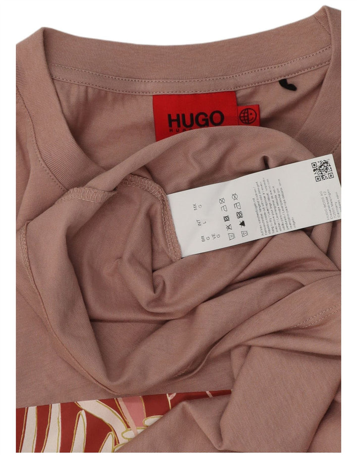 HUGO BOSS T-Shirt Graphique Top Large Rose Coton Homme