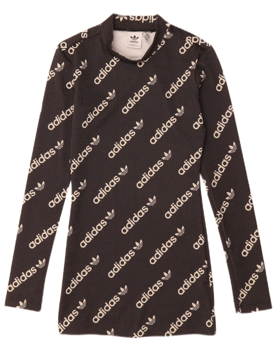 ADIDAS Robe t-shirt graphique à manches longues pour femme UK 4 XS Noir