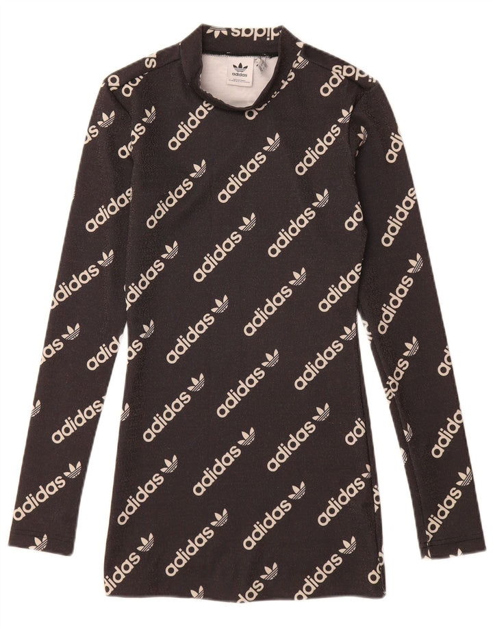 ADIDAS Robe t-shirt graphique à manches longues pour femme UK 4 XS Noir