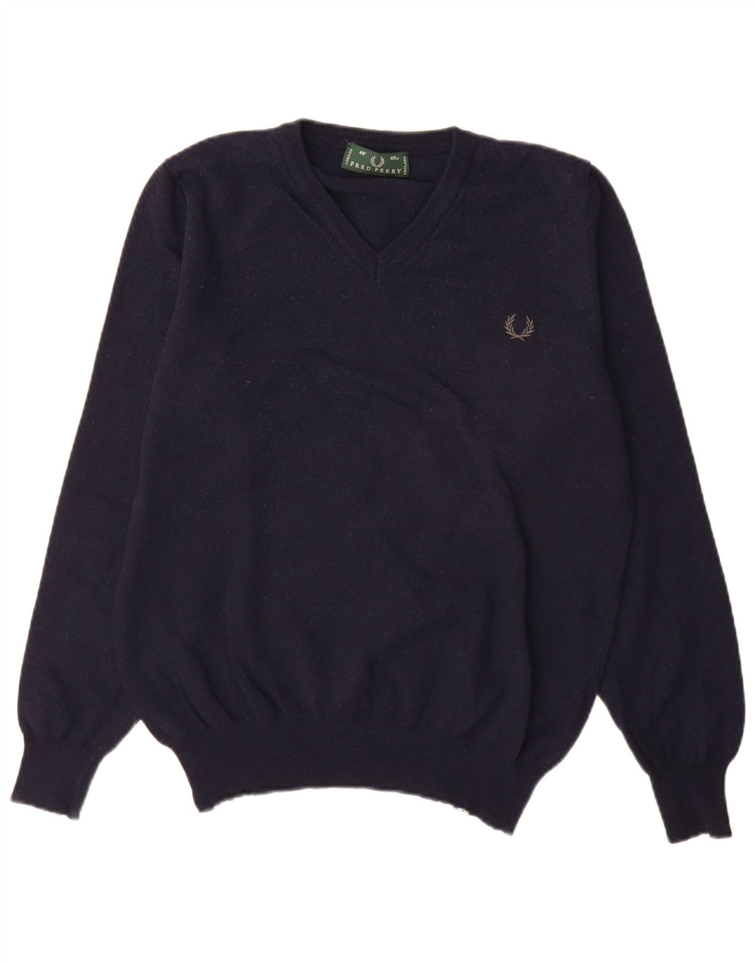 Fred Perry Pull col V pour homme en laine bleu marine Taille L