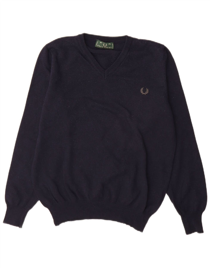 Fred Perry Pull col V pour homme en laine bleu marine Taille L