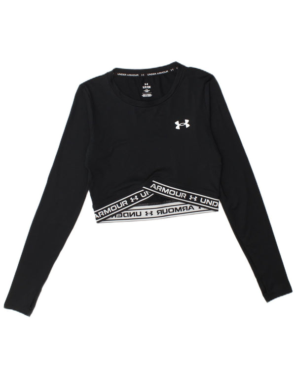 Under Armour Haut court graphique à manches longues pour femme UK 10 Petit Noir