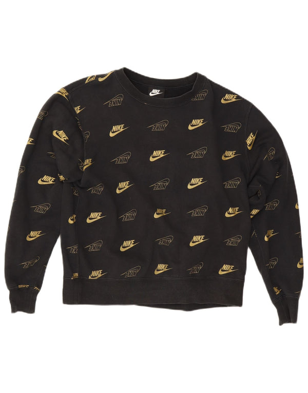 Nike Sweat-shirt surdimensionné graphique pour femme UK 10 Petit coton noir