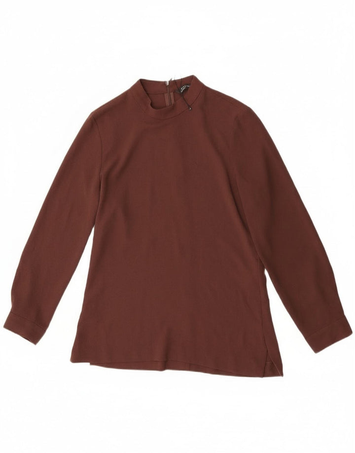 Zara Chemisier à manches longues pour femme UK 10 Petit Marron Polyester