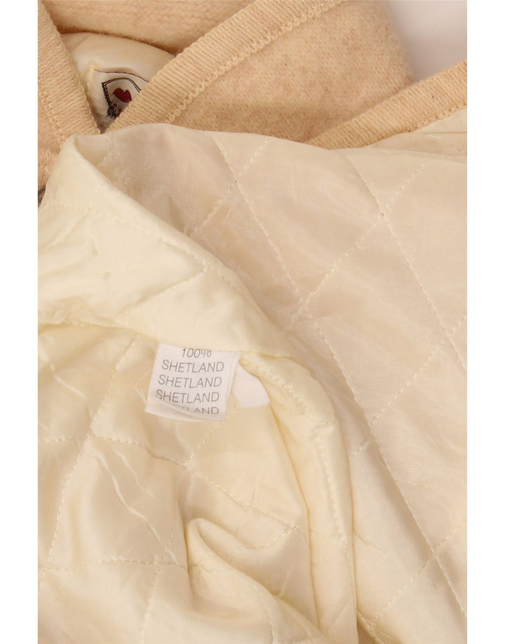 VINTAGE Femme Graphique 5 Bouton Blazer Veste UK 14 Grand Beige