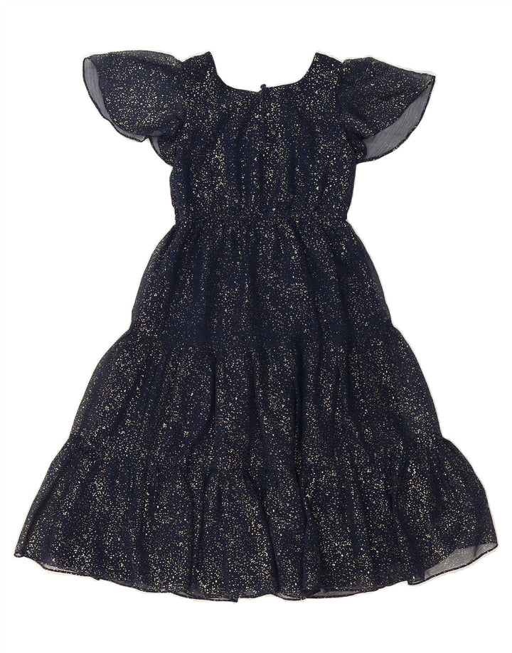 MONSOON Girls A-Line Dress 6-7 Years Navy Blue Flecked Polyester Vintage Monsoon and Second-Hand Monsoon from Messina Hembry 