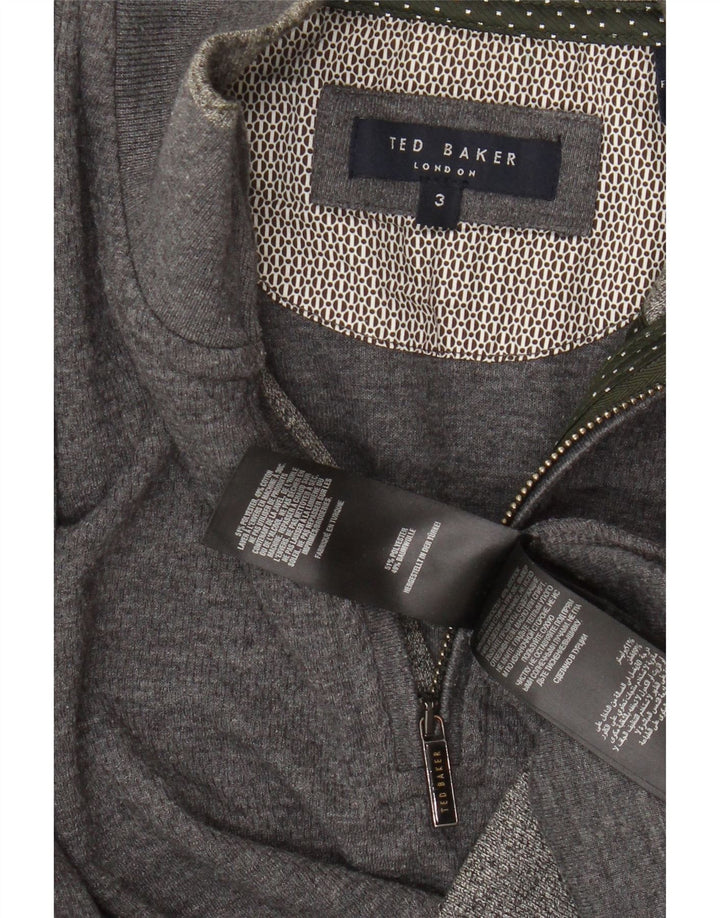 TED BAKER Sweat-shirt à col zippé pour homme Taille 3 Coton gris moyen