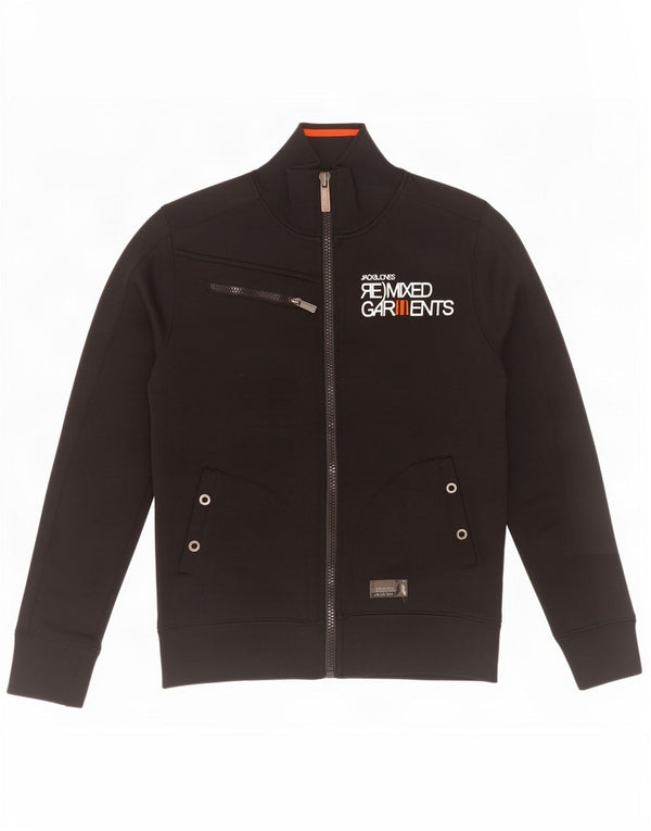 Jack & Jones Mens Graphic Tracksuit Top Jacket Small Black Cotton