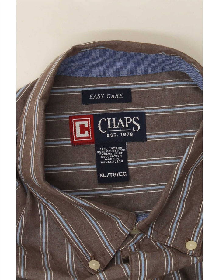 Chaps Chemise homme facile d'entretien XL en coton à fines rayures gris