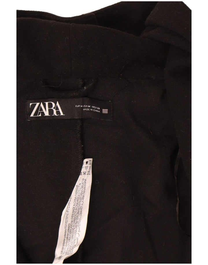 Zara Manteau ouvert à capuche pour femme UK 14 Medium Noir Polyester