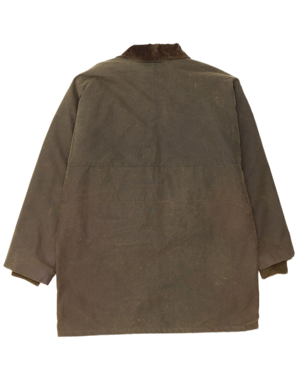 Veste en coton ciré femme vintage UK 14 Grand Kaki