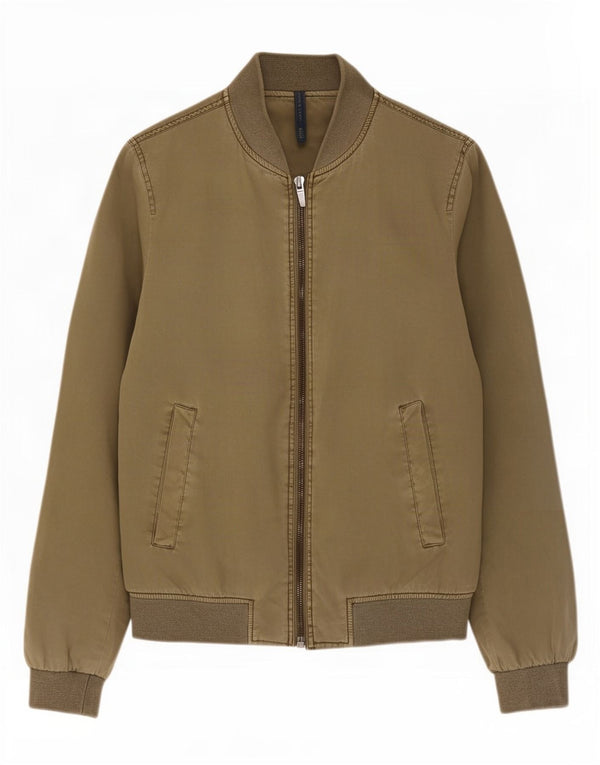 Zara Mens Bomber Jacket UK 36 Petit Kaki Coton