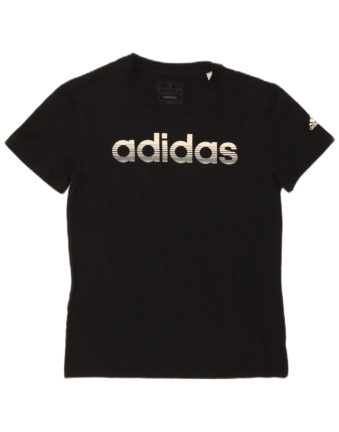 ADIDAS T-shirt graphique pour femme UK 8/10 Petit coton noir