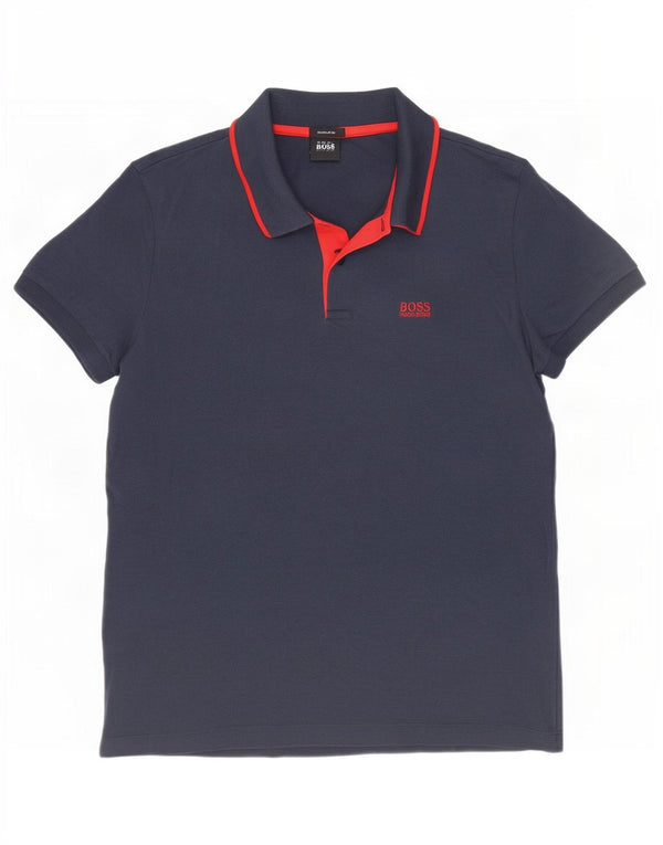 Hugo Boss Polo Homme Petit Bleu Marine Coton
