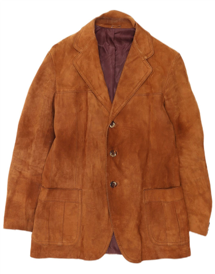 vintage Homme 3 Boutons Blazer En Daim Veste UK 38 Brun Moyen