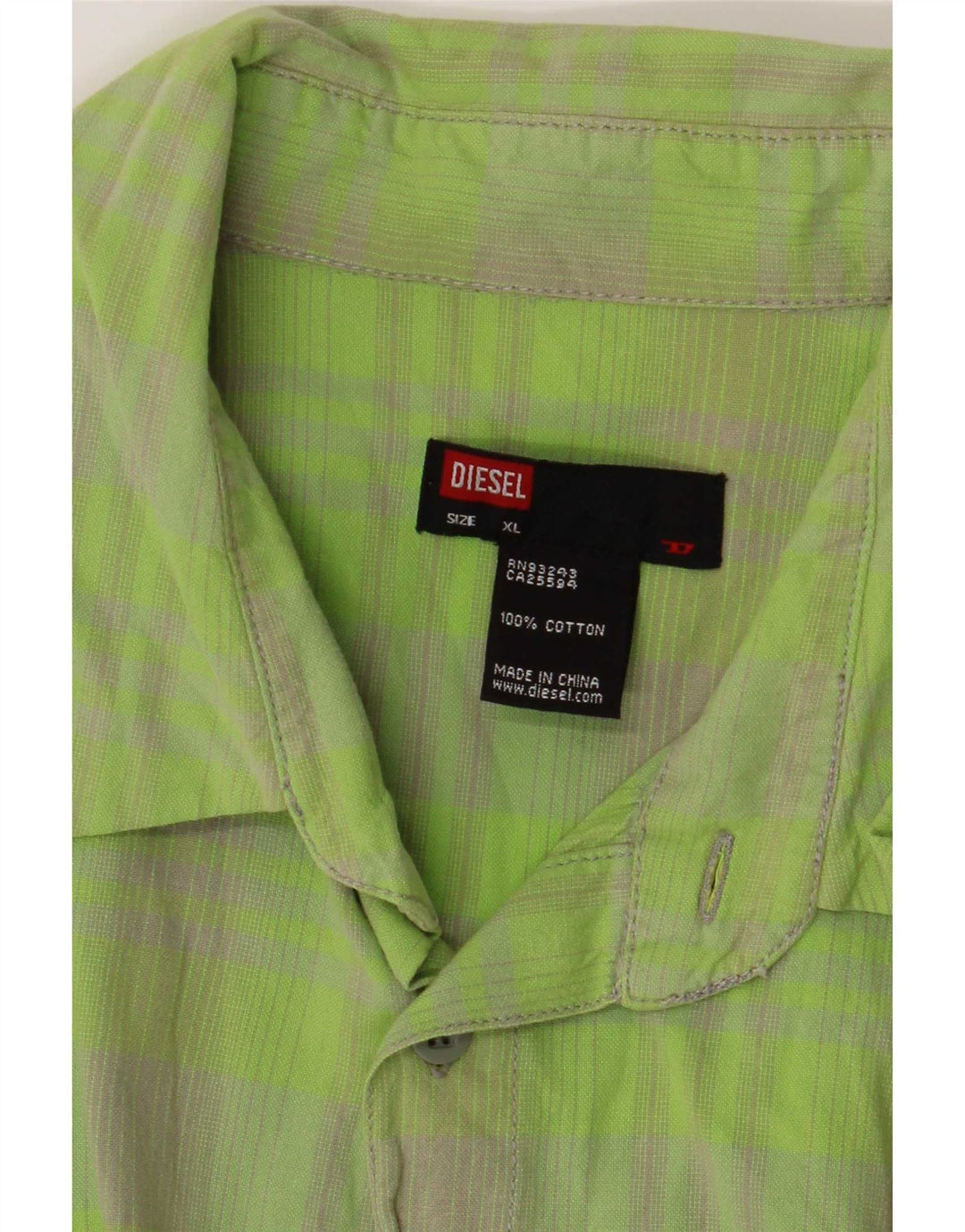 Diesel Chemise Homme XL Vert Carreaux Coton