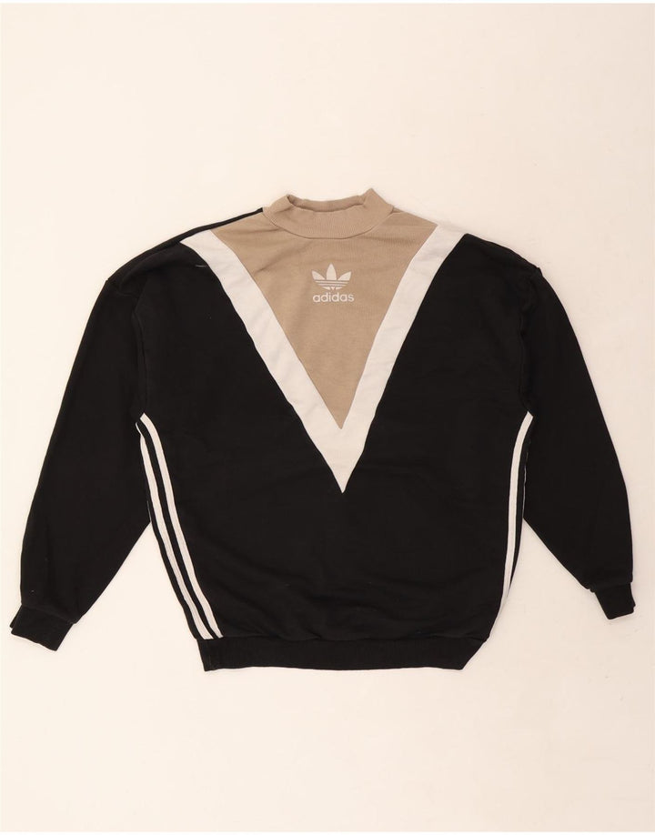 Adidas Sweat-shirt pour femme UK 14 en coton color block noir moyen