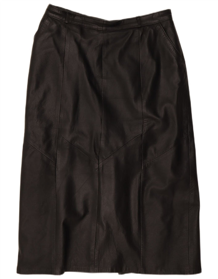 jupe en cuir femme vintage IT 42 Medium W28 Noir